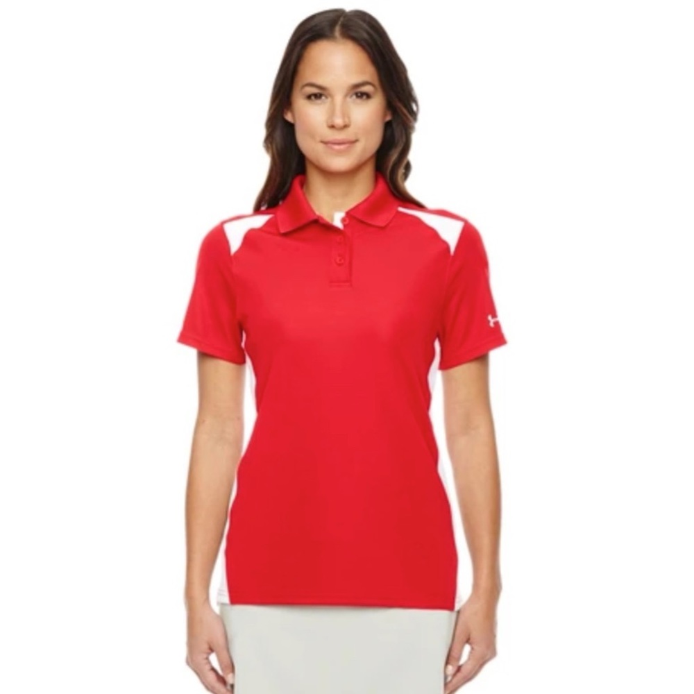 Under Armour Golf Shirt Large Red White